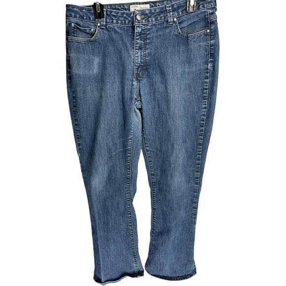 Riders by Lee Women Bootcut Jeans Size 14 Blue Dark Wash Denim Mid Rise - Picture 1 of 6